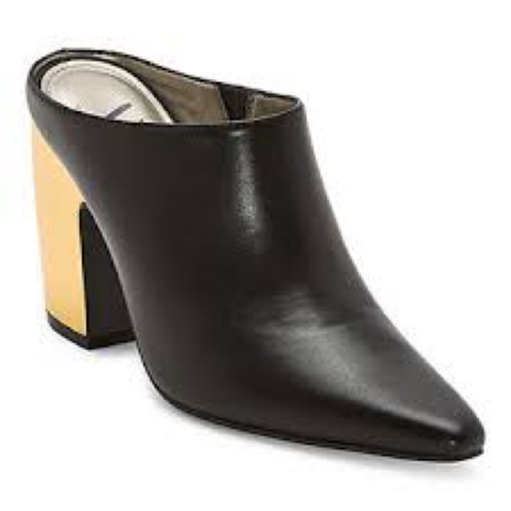 NEW Worthington Black and Gold Mules with Block Heels